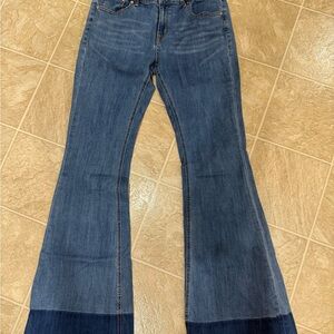 Grace Flare Denim Jeans with Color-Block Design